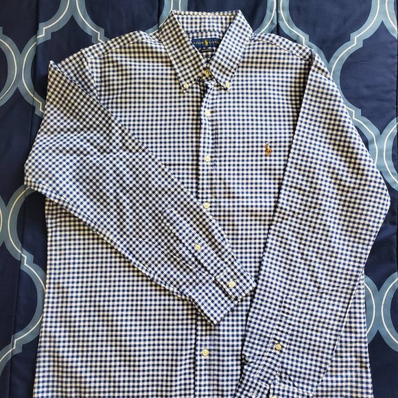Men's Large Polo Ralph Lauren Long-sleeved Collard Plaid Button-up - Picture 1 of 2
